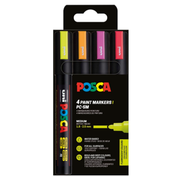 Posca PC-5M - Tuscher - Neon 4-st