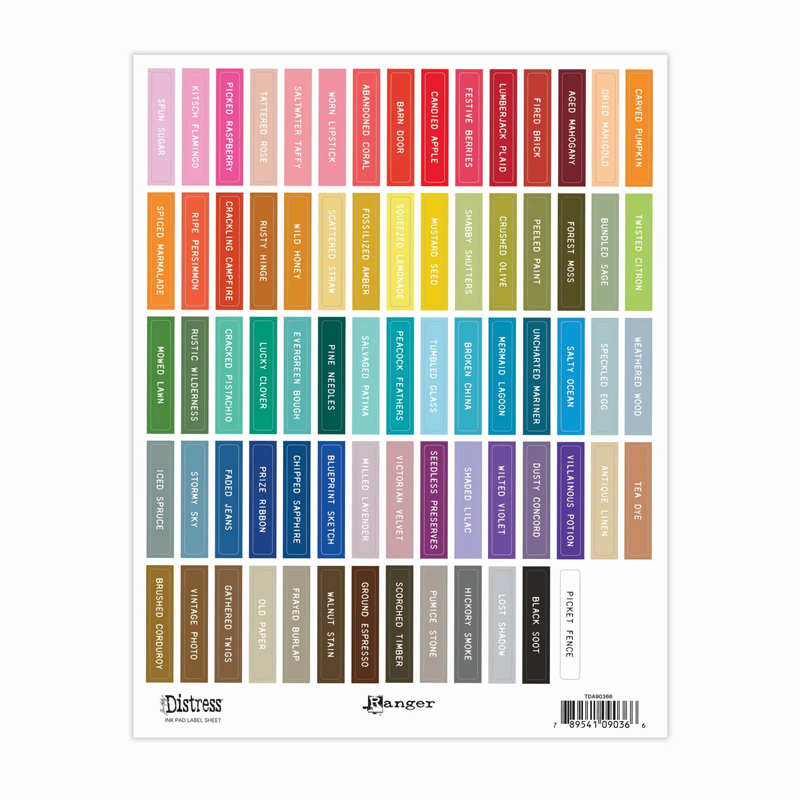 Ranger - Distress Ink Pad Label Ark - Hvid tekst - Kort & Scrap - Gavlhuset