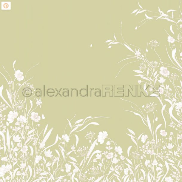 Alexandra Renke - Karton - Hvide Blomster p Grn