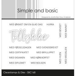 Simple and basic - Stempel + Die - Tillykke - A7