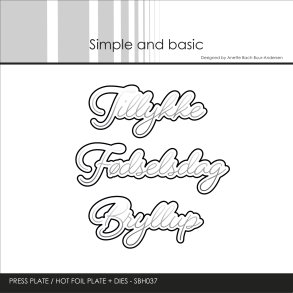 Simple and Basic - Hot Foil Plate / Folie Die - Danske tekster - Tillykke / F�dselsdag / Bryllup