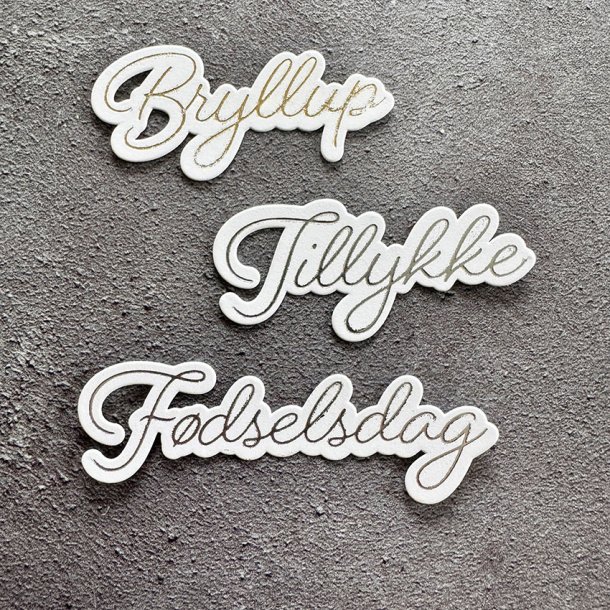 Simple and Basic - Hot Foil Plate / Folie Die - Danske tekster - Tillykke / F�dselsdag / Bryllup
