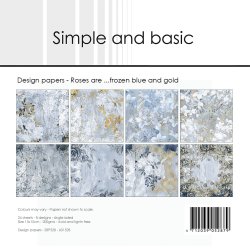 Simple and Basic - Blok 6" - Roses are frozen blue and gold
