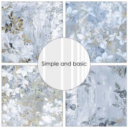 Simple and Basic - Blok 6" - Roses are frozen blue and gold