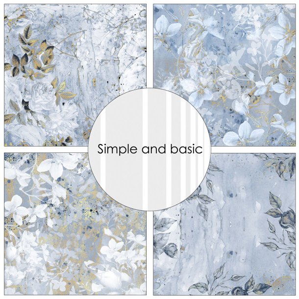 Simple and Basic - Blok 6" - Roses are frozen blue and gold