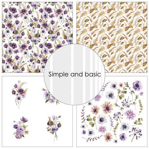 Simple and Basic - Blok 6" - Purple floral mood