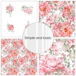 Simple and Basic - Blok 6" - Opulent Pink Flowers