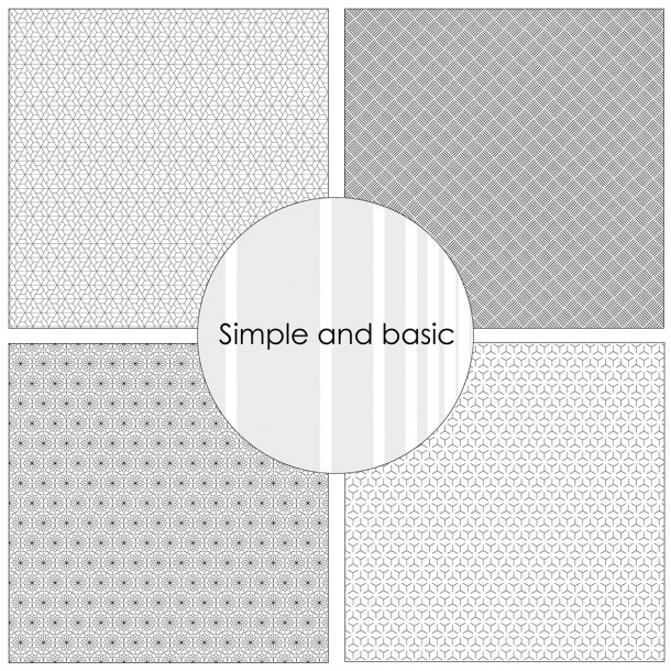 Simple and Basic - Blok 6'' - Black Geometric