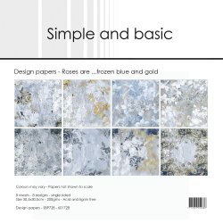 Simple and Basic - Blok 12" - Roses are frozen blue and gold