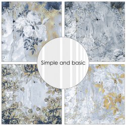 Simple and Basic - Blok 12" - Roses are frozen blue and gold