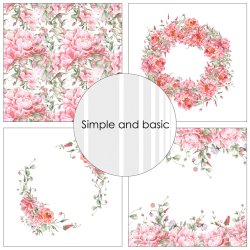 Simple and Basic - Blok 12" - Opulent Pink Flowers