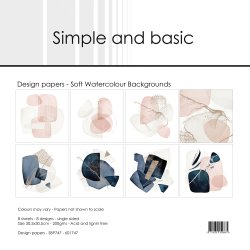 Simple and Basic - Blok 12'' - Soft Watercolour Backgrounds / Blde Akvarel Baggrunde