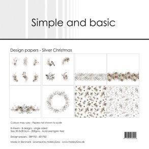Simple and Basic - Blok 12'' - Silver Christmas / Slv jul