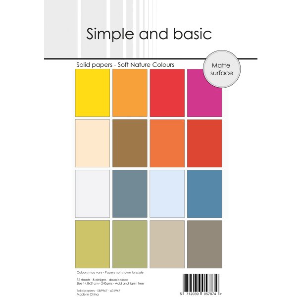 Simple and Basic - Blok A5 - Soft Nature Colours / Blde naturlige farver