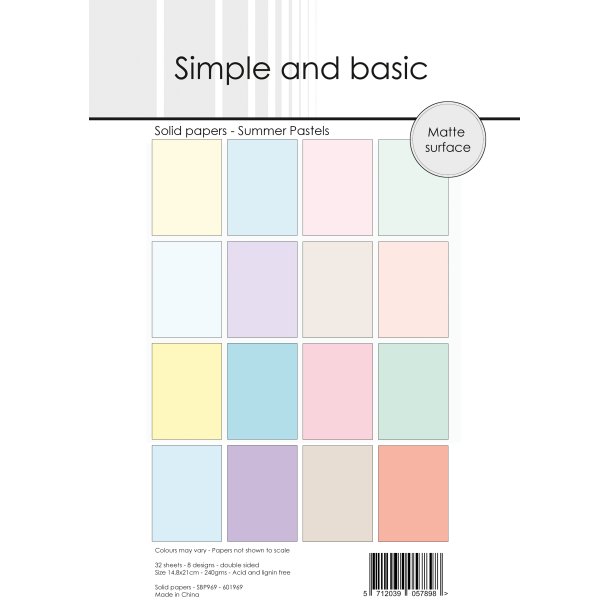 Simple and Basic - Blok A5 - Summer Pastels / Sommer Pasteller