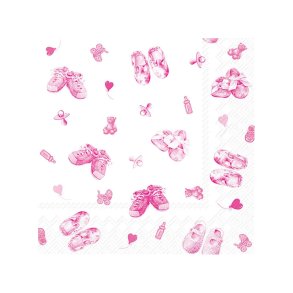 IHR - Frokostservietter - Baby Shoes Allover Light Rose