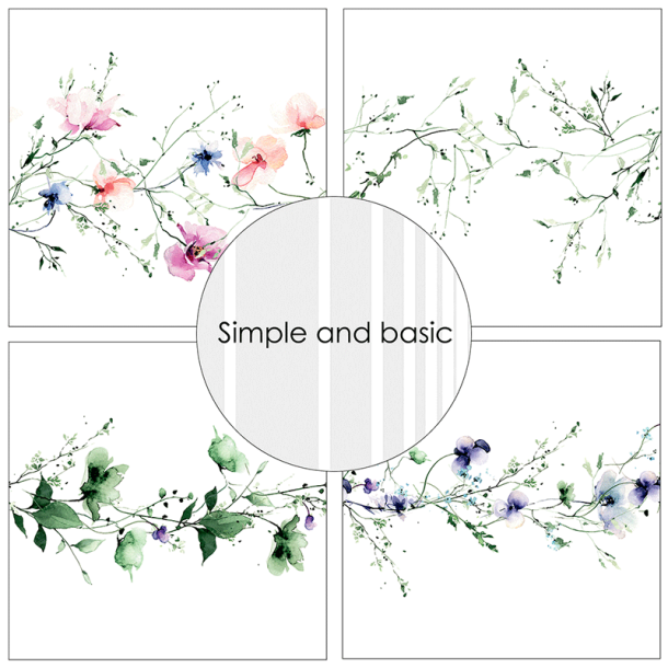 Simple and Basic - Blok 12'' - Watercolour Meadow Flowers / Markblomster