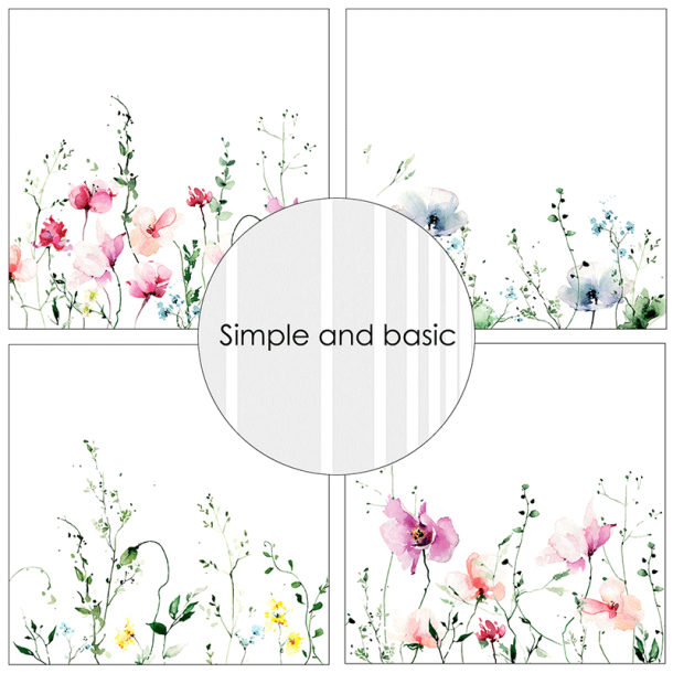 Simple and Basic - Blok 6'' - Watercolour Meadow Flowers / Markblomster