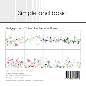 Simple and Basic - Blok 6'' - Watercolour Meadow Flowers / Markblomster