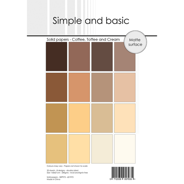 Simple and Basic - Blok A5 - Coffee, Toffee and Cream / Kaffe, karamel og creme
