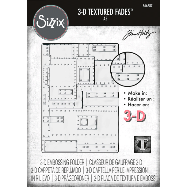 Tim Holtz - 3D Embossingfolder - Vault - Foundry Large / Store metalplader