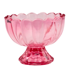 Sk�l med fod - Glas - Rosa - 7 x 9 cm