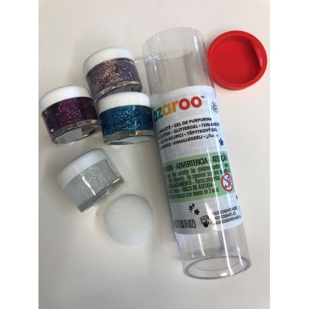 Snazaroo - Sminkefarve - 4 x 8ml - Glitter Gel - bl - lilla - hvid - multi