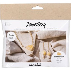 Mini DIY Kit - Smykker - Halskde Og reringe Med Honning Calcit
