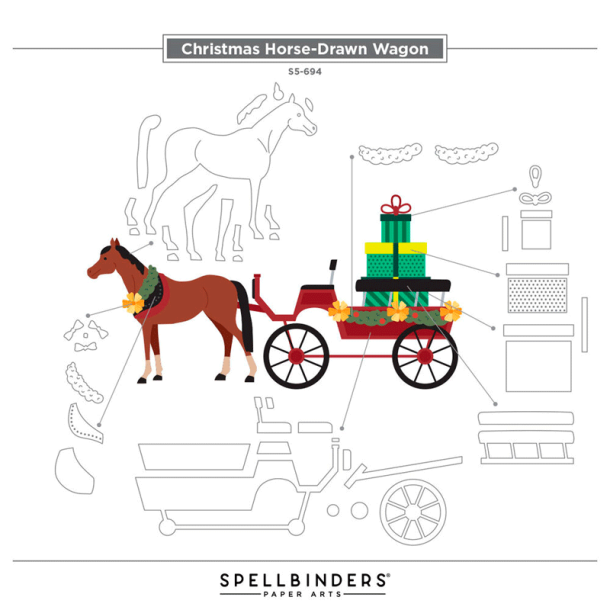 Spellbinders - Die - Christmas Horse-Drawn Wagon / Julehestevogn