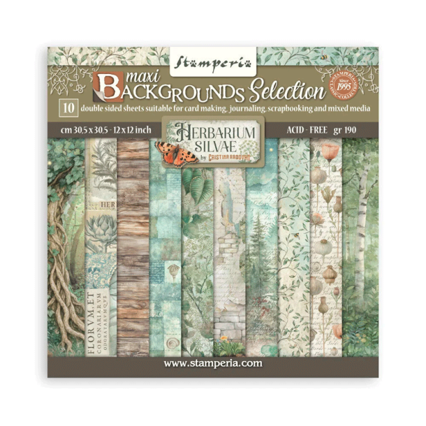 Stamperia - Blok 12'' - Herbarium Silvae - Maxi Baggrunde