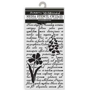 Stamperia - Stencil - Letter with flowers / Skrift med blomster - 12 x 25 cm