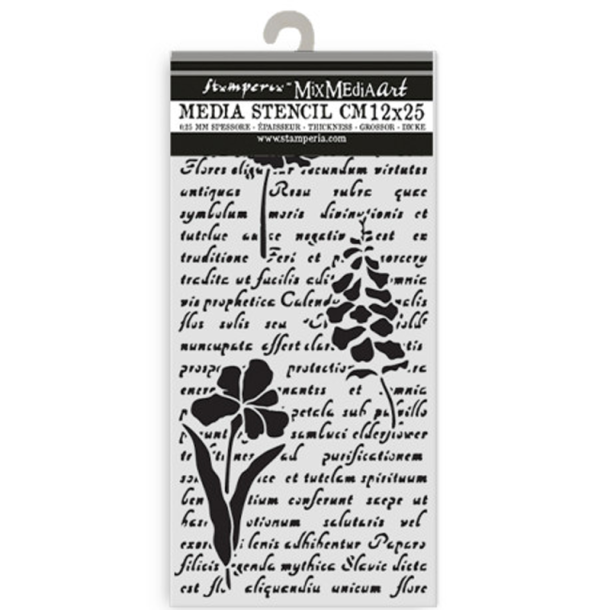 Stamperia - Stencil - Letter with flowers / Skrift med blomster - 12 x 25 cm