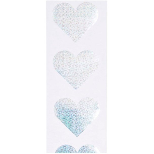 Stickers - Hjerter - Holografisk Slv - 120stk