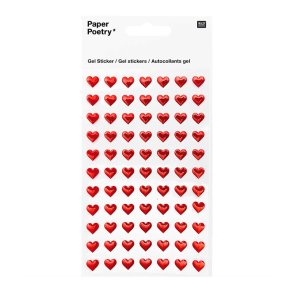 Stickers - Gel - Hjerter - Rd