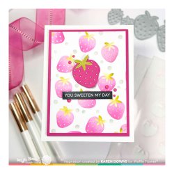 Waffle Flower - Stencil - Strawberries Background