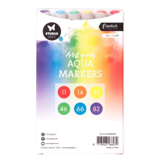 Studio Light - Aqua Markers - Rainbow - 6 stk