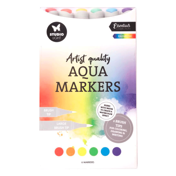 Studio Light - Aqua Markers - Rainbow - 6 stk