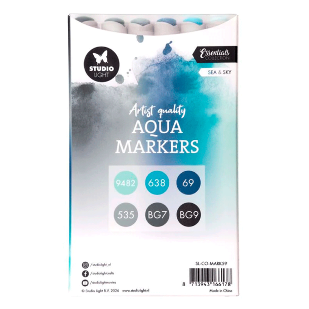 Studio Light - Aqua Markers - Sea & Sky - 6 stk