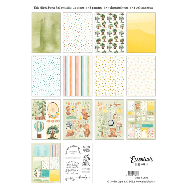 Studio Light - Blok A5 - Patterns Mixed / Blandet mnstre - Natur