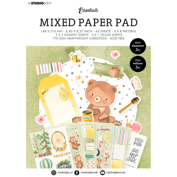 Studio Light - Blok A5 - Patterns Mixed / Blandet mnstre - Natur