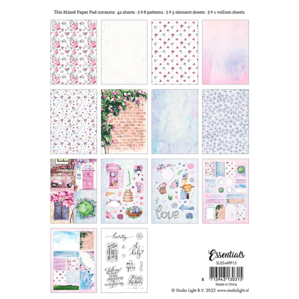 Studio Light - Blok A5 - Patterns Mixed / Blandet mnstre - Pastel