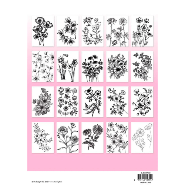 Studio Light - Blok A5 - Farvelgningssider - Flowers / Blomster