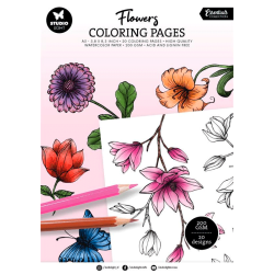 Studio Light - Blok A5 - Farvelgningssider - Flowers / Blomster