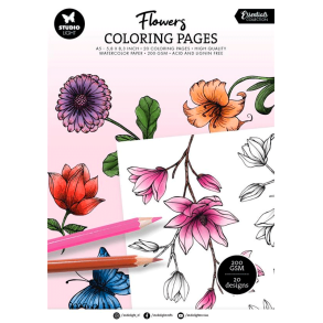 Studio Light - Blok A5 - Farvelgningssider - Flowers / Blomster