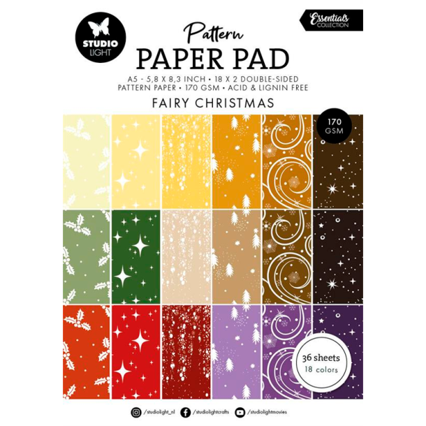 Studio Light - Blok A5 - Pattern - Fairy Christmas / Mnster - Fe Jul