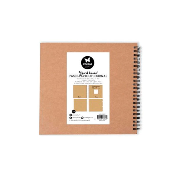 Studio Light - Spiral Passe-partout Journal - Kraft - 20 x 20 cm