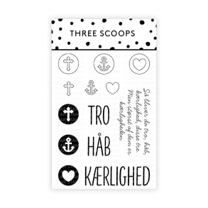 Three Scoops - Stempel -  Tro - h�b - k�rlighed
