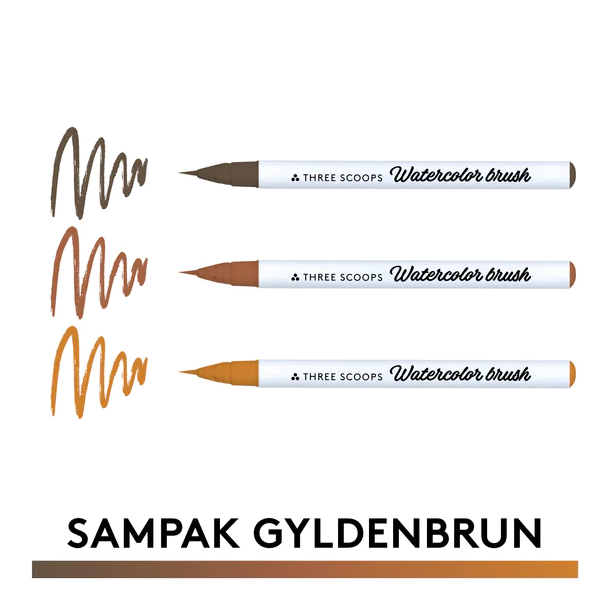 Three Scoops Watercolor Brush - Sampak Gylden brun
