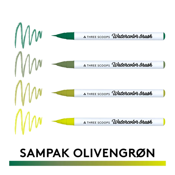 Three Scoops Watercolor Brush - Sampak Olivengrn