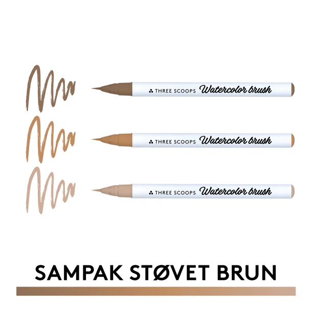 Three Scoops Watercolor Brush - Sampak Stvet brun